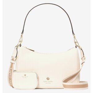 New Kate Spade Emma Medium Shoulder Bag Pebble Leather Parchment